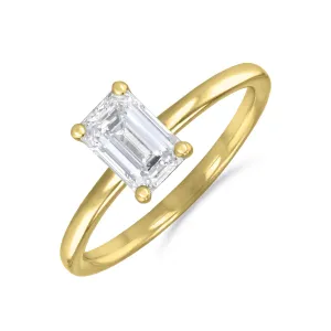 0-35ct Sofia Emerald Cut Diamond Solitaire Engagement Ring | 18ct Yellow Gold