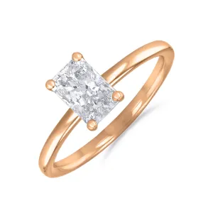 1-00ct Sofia Radiant Cut Diamond Solitaire Engagement Ring | 18ct Rose Gold