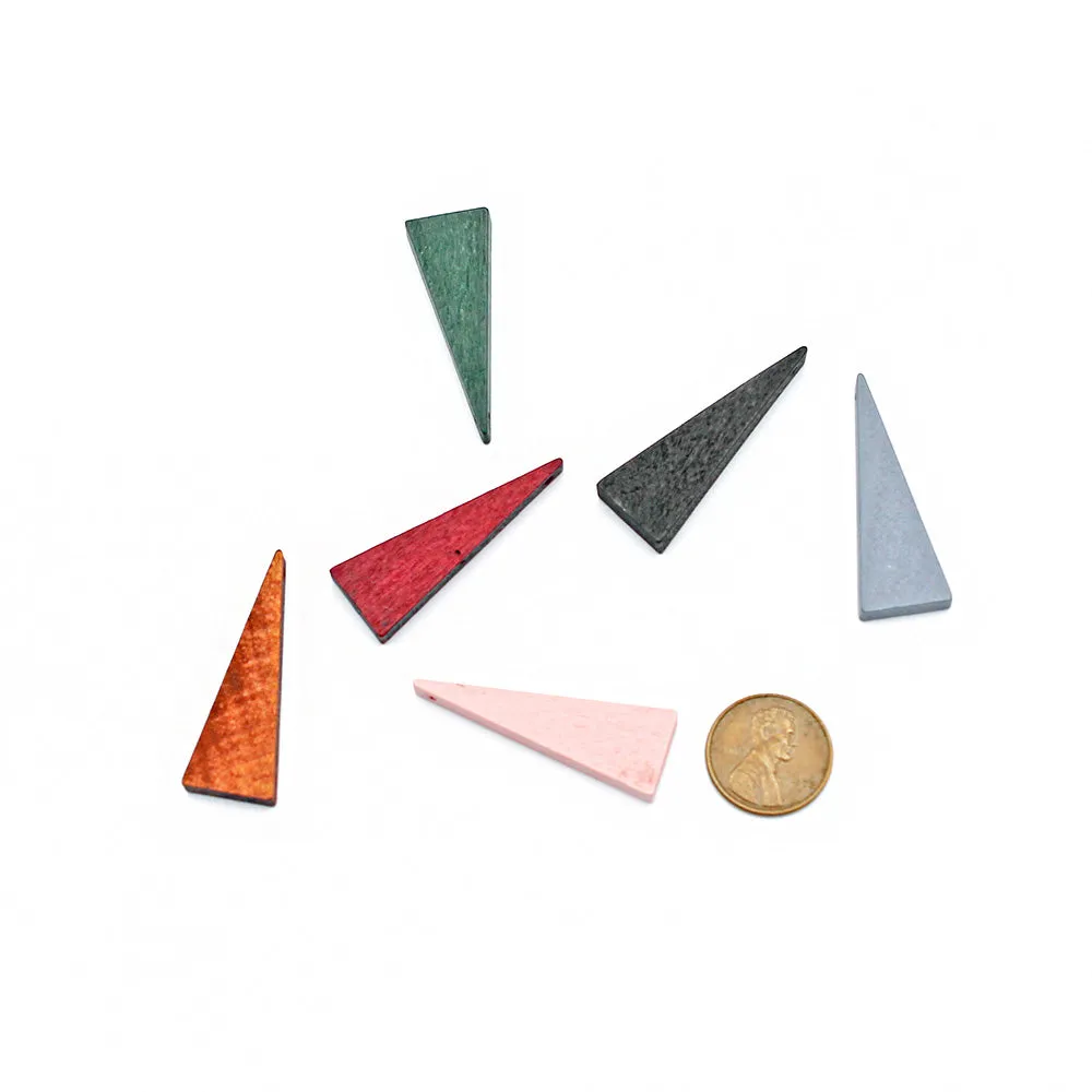 12 Natural Triangle Pendants 40mm - Choose Your Color - WP010