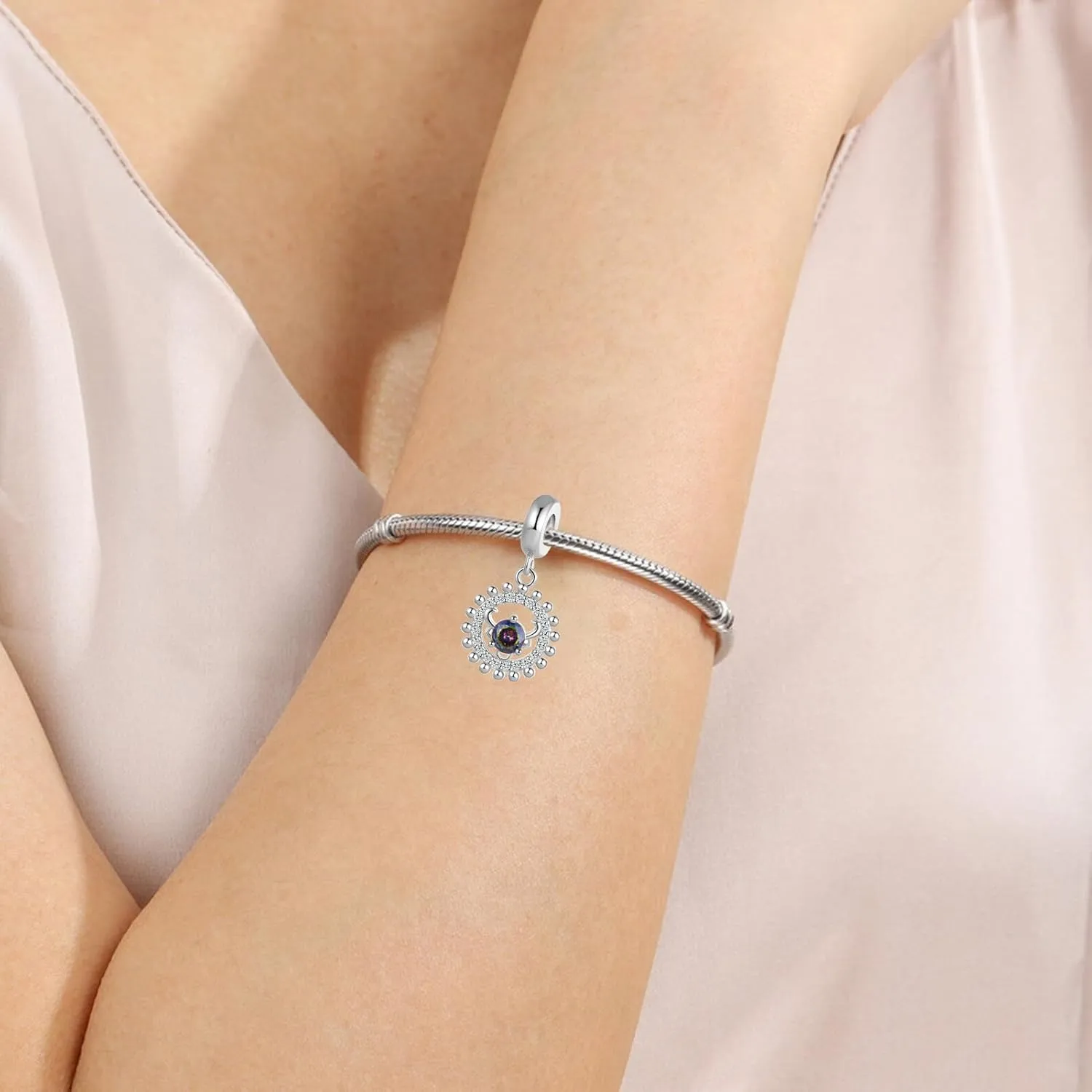 12 Zodiac Signs Birthday Constellation Charm Clear CZ Bead for Pandora Bracelet