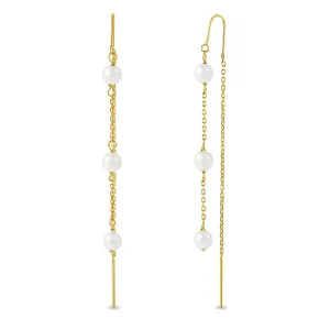 14k Gold Dangled Pearl Women's Earrings