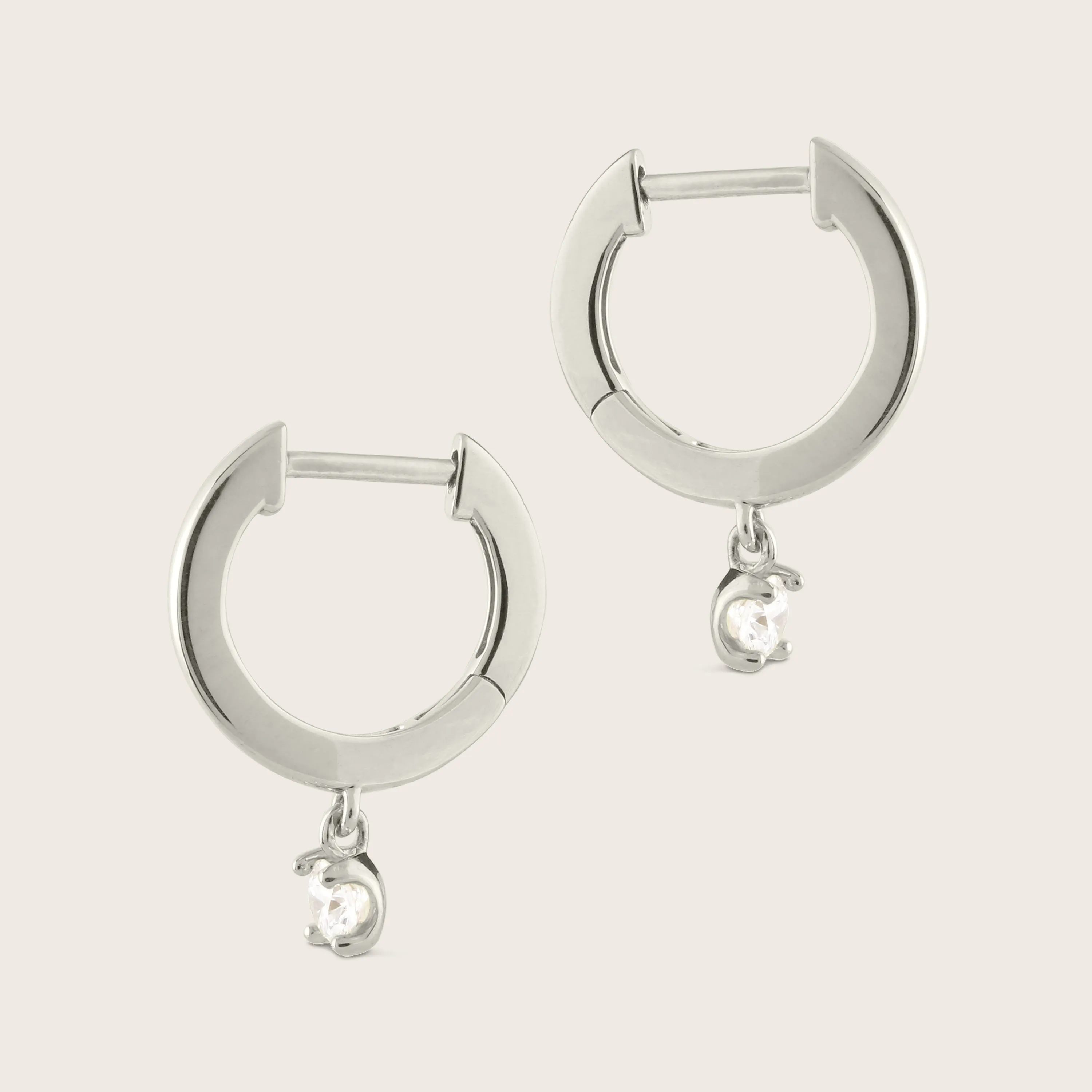 14k Gold Lab Grown Diamond Drop Huggie Hoop Earrings