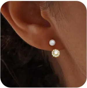 14K Gold Plated Earrings for Women Dainty Hypoallergenic Diamond Hoop Earring Minimalist Sparkly Cubic Zirconia Earrings Jewelry for Gifts
