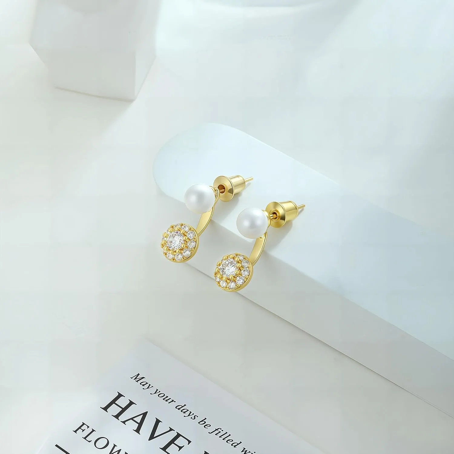 14K Gold Plated Earrings for Women Dainty Hypoallergenic Diamond Hoop Earring Minimalist Sparkly Cubic Zirconia Earrings Jewelry for Gifts