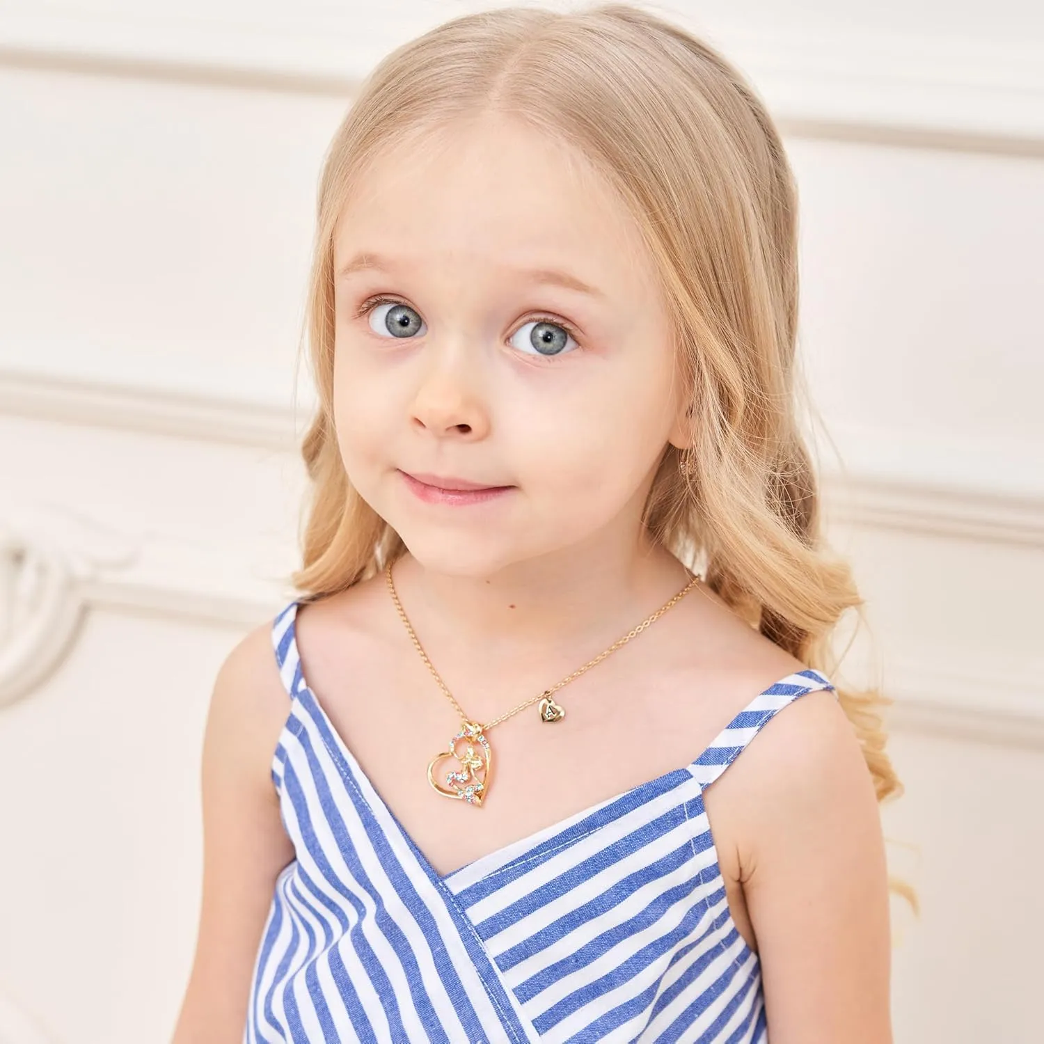 14K Gold-Plated Mermaid Initial Heart Necklace - Gifts for Girls
