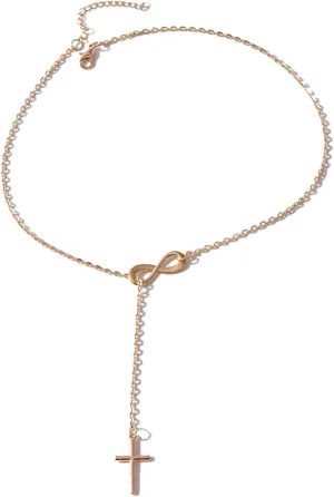 14K Gold Plated Necklace for Women Cross Necklace Pearl Pendant Necklace Tiny Y Shaped Dainty Necklaces Jewelry Gifts Rhinestone Long Necklace Birthday Gifts for Daughter Mom Best Friend Sister