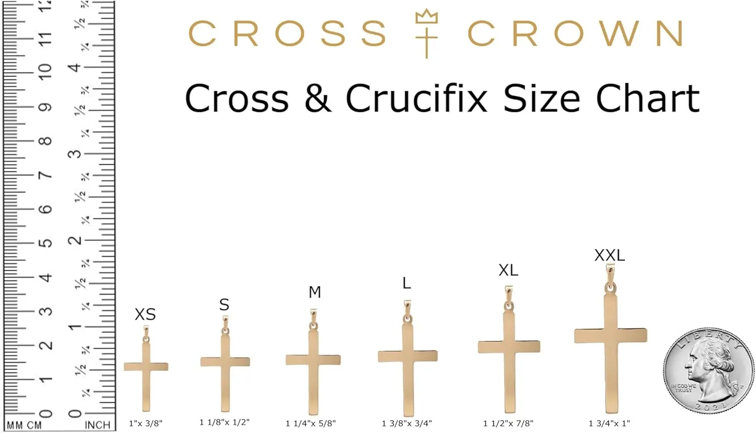 14K Gold Reversible Plain Cross Pendant Necklace, Handcrafted in USA 14K Gold Fine Religious Jewelry Gift