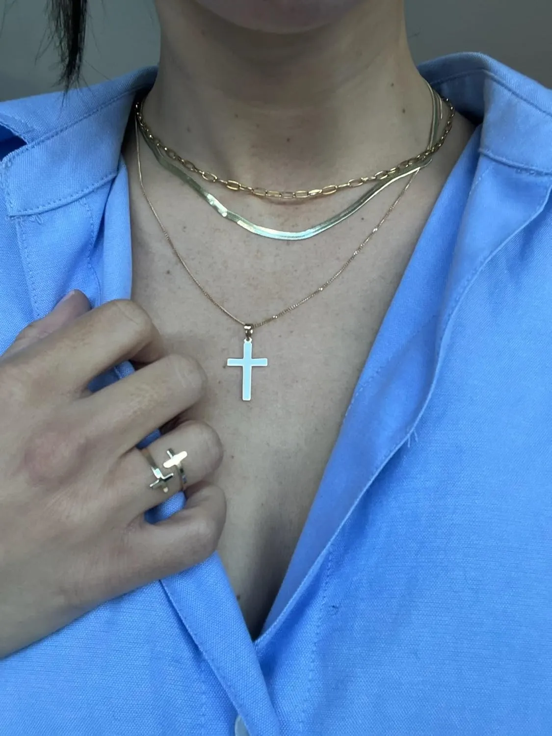 14K Gold Reversible Plain Cross Pendant Necklace, Handcrafted in USA 14K Gold Fine Religious Jewelry Gift