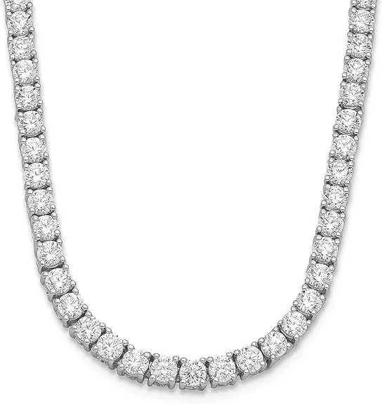 14k Gold Round Cut Lab Grown Diamond Tennis Collar Necklace 18" (4ct to 20ct, Color-E-F, Clarity- VS)