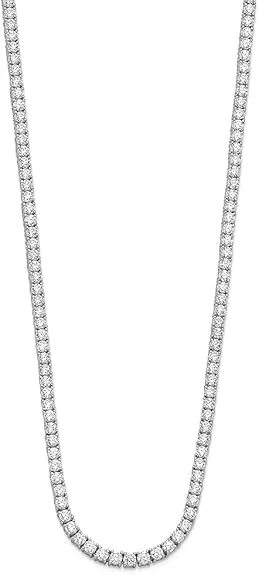 14k Gold Round Cut Lab Grown Diamond Tennis Collar Necklace 18" (4ct to 20ct, Color-E-F, Clarity- VS)