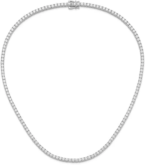 14k Gold Round Cut Lab Grown Diamond Tennis Collar Necklace 18" (4ct to 20ct, Color-E-F, Clarity- VS)