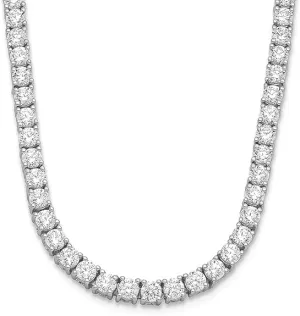 14k Gold Round Cut Lab Grown Diamond Tennis Collar Necklace 18" (4ct to 20ct, Color-E-F, Clarity- VS)