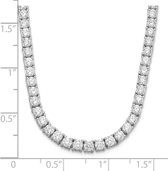 14k Gold Round Cut Lab Grown Diamond Tennis Collar Necklace 18" (4ct to 20ct, Color-E-F, Clarity- VS)