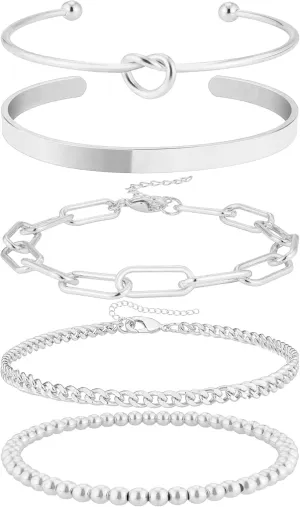 14K Real Gold Plated Bracelets for Women Stack,Bangle Cuff Bracelet Set Non Tarnish Jewelry for Women Trendy