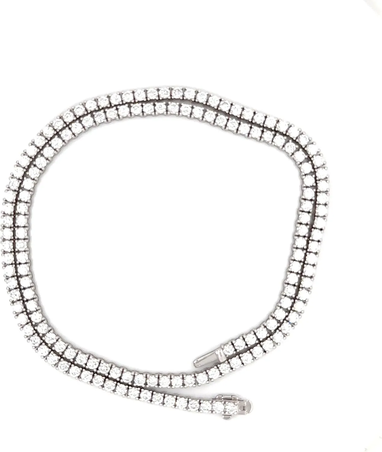 14K White Gold Lab-Grown Diamond Tennis Necklace (5.00  30.00 CTW) | Round-Cut Diamonds | F /VS1  | Prong Setting | 17" Necklace | Handcrafted in NYC