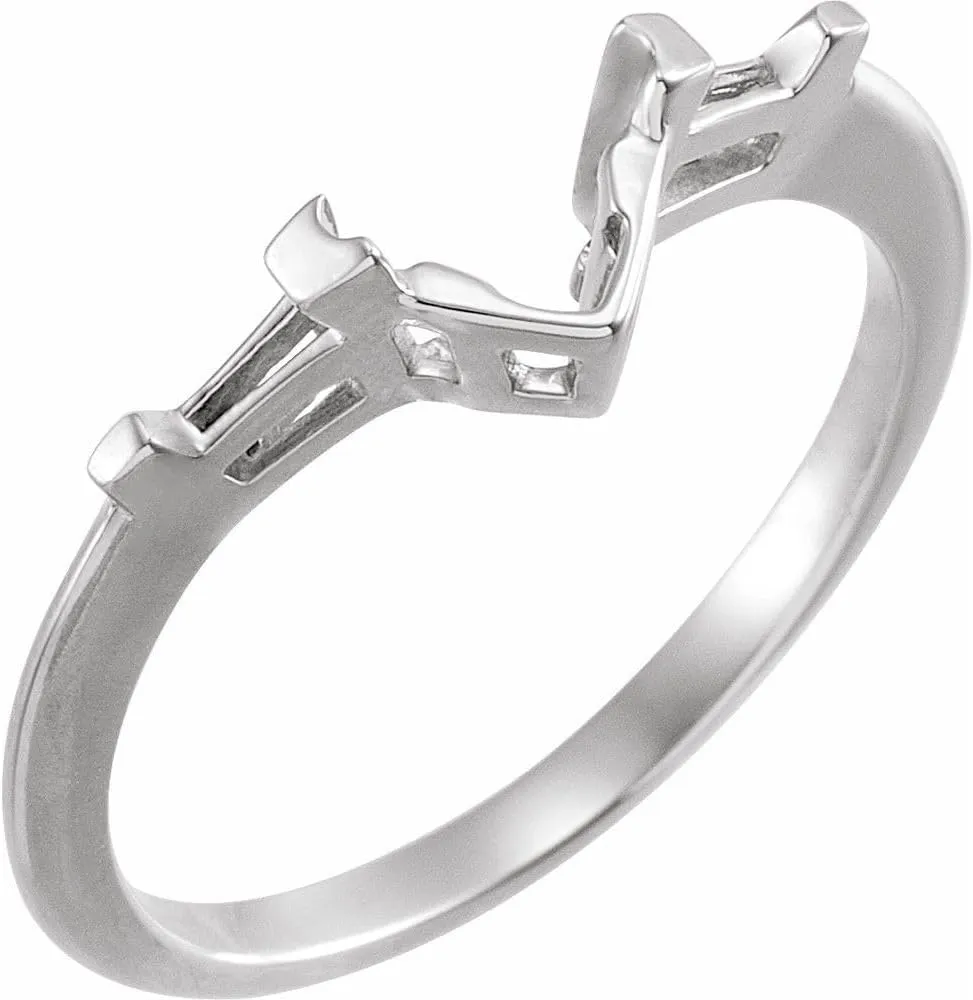 14k White Gold Matching Bridal Wedding Engagement Anniversary Band Ring Fine Jewelry For Women Gift For Her (Matching Band Mounting Only, Not All Stones Included, Primary Ring Sold Seperately), Size 6