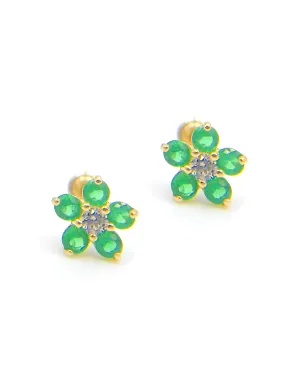 14k Yellow Gold Birthday Flower Earrings with Five Petals - May