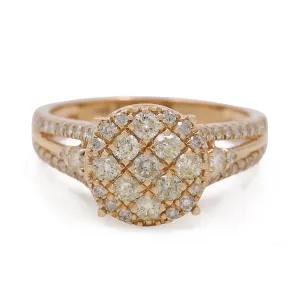 14K Yellow Gold Women's Contemporary Diamond Engagement Ring with 1.27 TW Round Diamonds