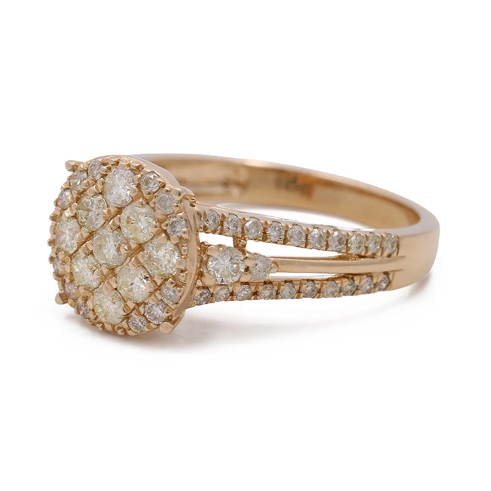 14K Yellow Gold Women's Contemporary Diamond Engagement Ring with 1.27 TW Round Diamonds