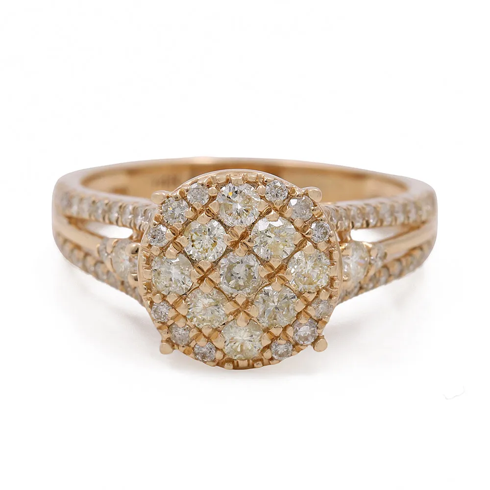 14K Yellow Gold Women's Contemporary Diamond Engagement Ring with 1.27 TW Round Diamonds