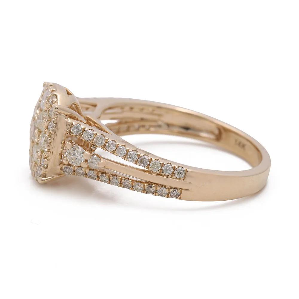 14K Yellow Gold Women's Contemporary Diamond Engagement Ring with 1.27 TW Round Diamonds