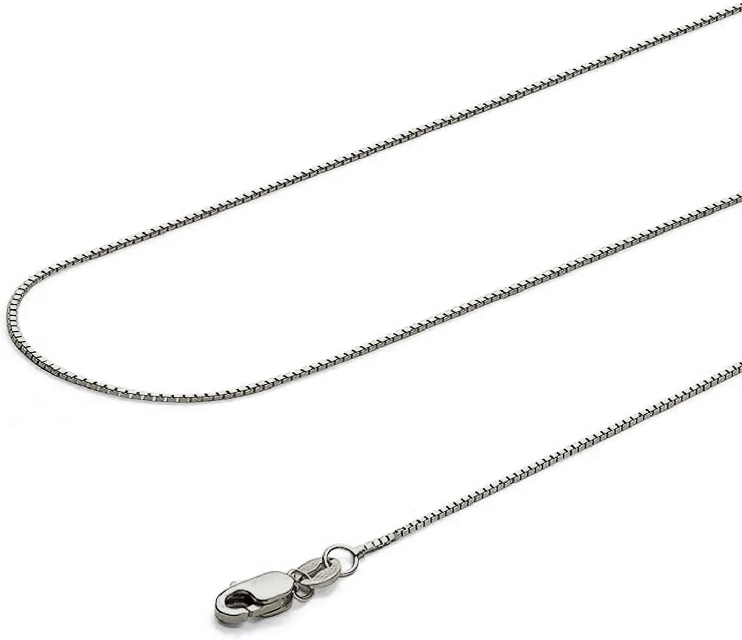 14k Yellow OR White OR Rose Gold Solid 1mm Box Link Chain Necklace with Lobster Claw Clasp, Ideal GIfts for Women or Men