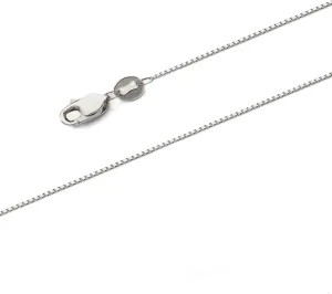 14k Yellow OR White OR Rose Gold Solid 1mm Box Link Chain Necklace with Lobster Claw Clasp, Ideal GIfts for Women or Men