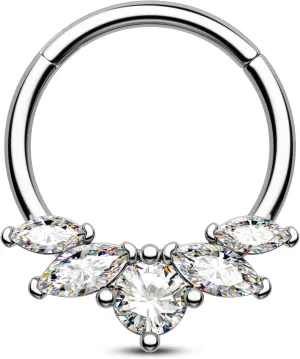 16G Septum Ring Surgical Steel Daith Earrings Dragonfly Clear CZ Septum Daith Piercing Jewelry 8MM/10MM Silver Cartilage Hoop Earring