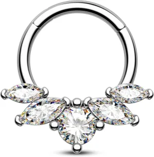 16G Septum Ring Surgical Steel Daith Earrings Dragonfly Clear CZ Septum Daith Piercing Jewelry 8MM/10MM Silver Cartilage Hoop Earring