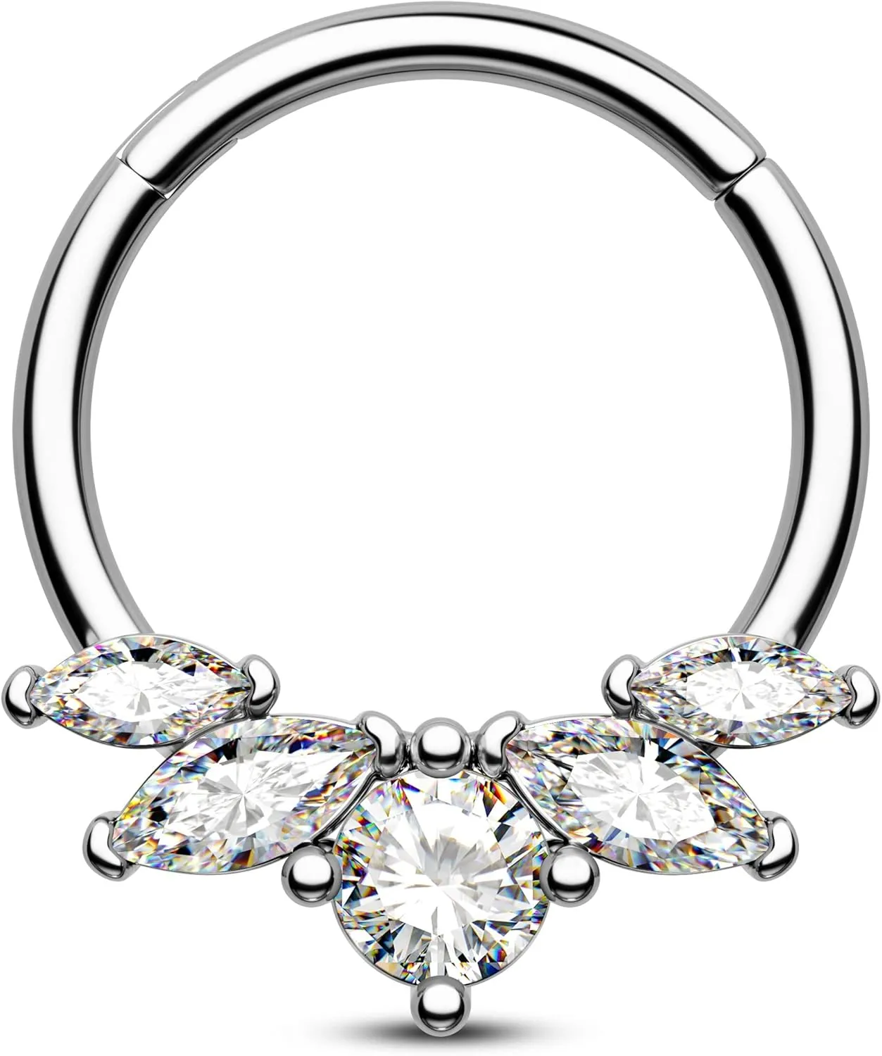 16G Septum Ring Surgical Steel Daith Earrings Dragonfly Clear CZ Septum Daith Piercing Jewelry 8MM/10MM Silver Cartilage Hoop Earring