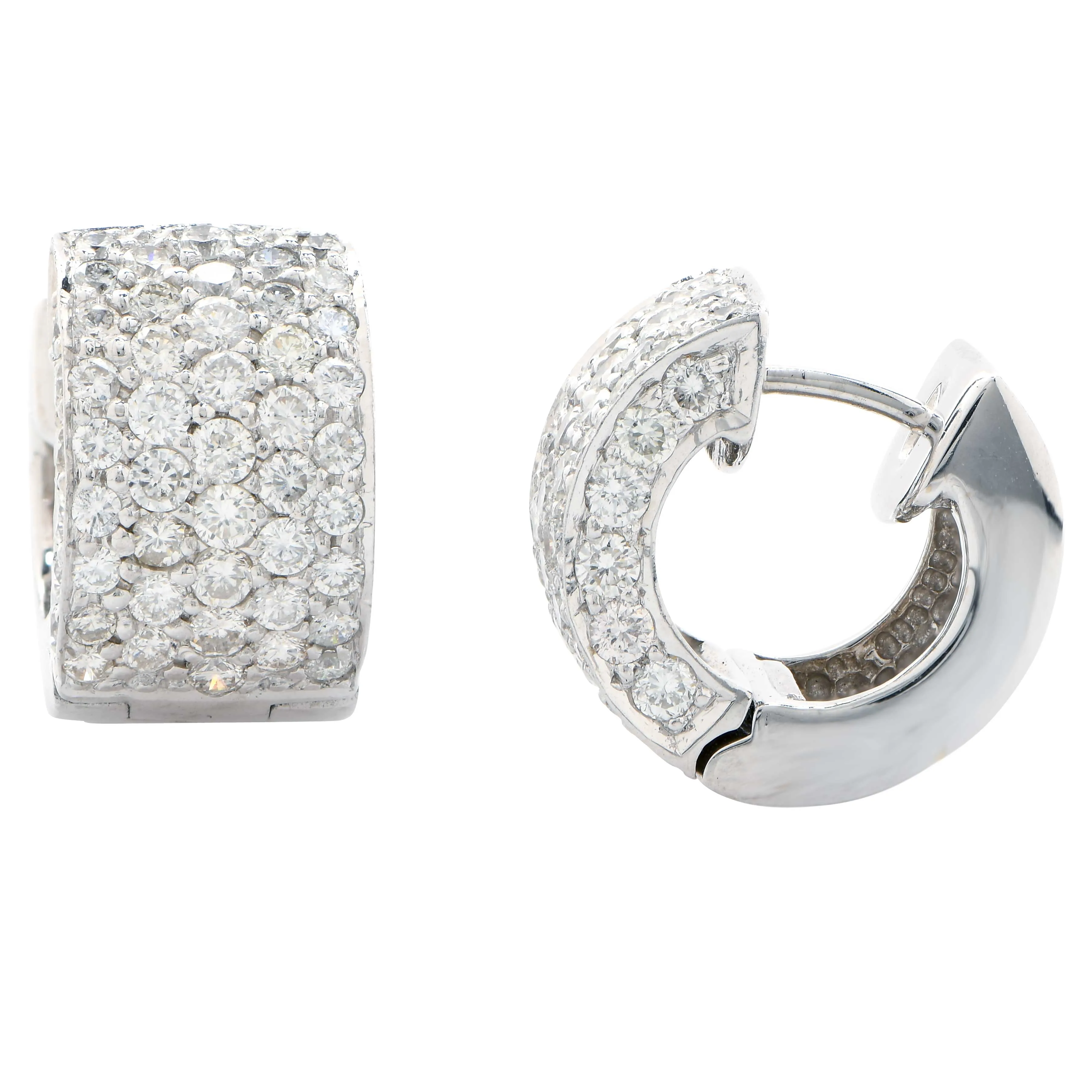 1.75 Carat Diamond Huggie Earrings in 18Karat White Gold