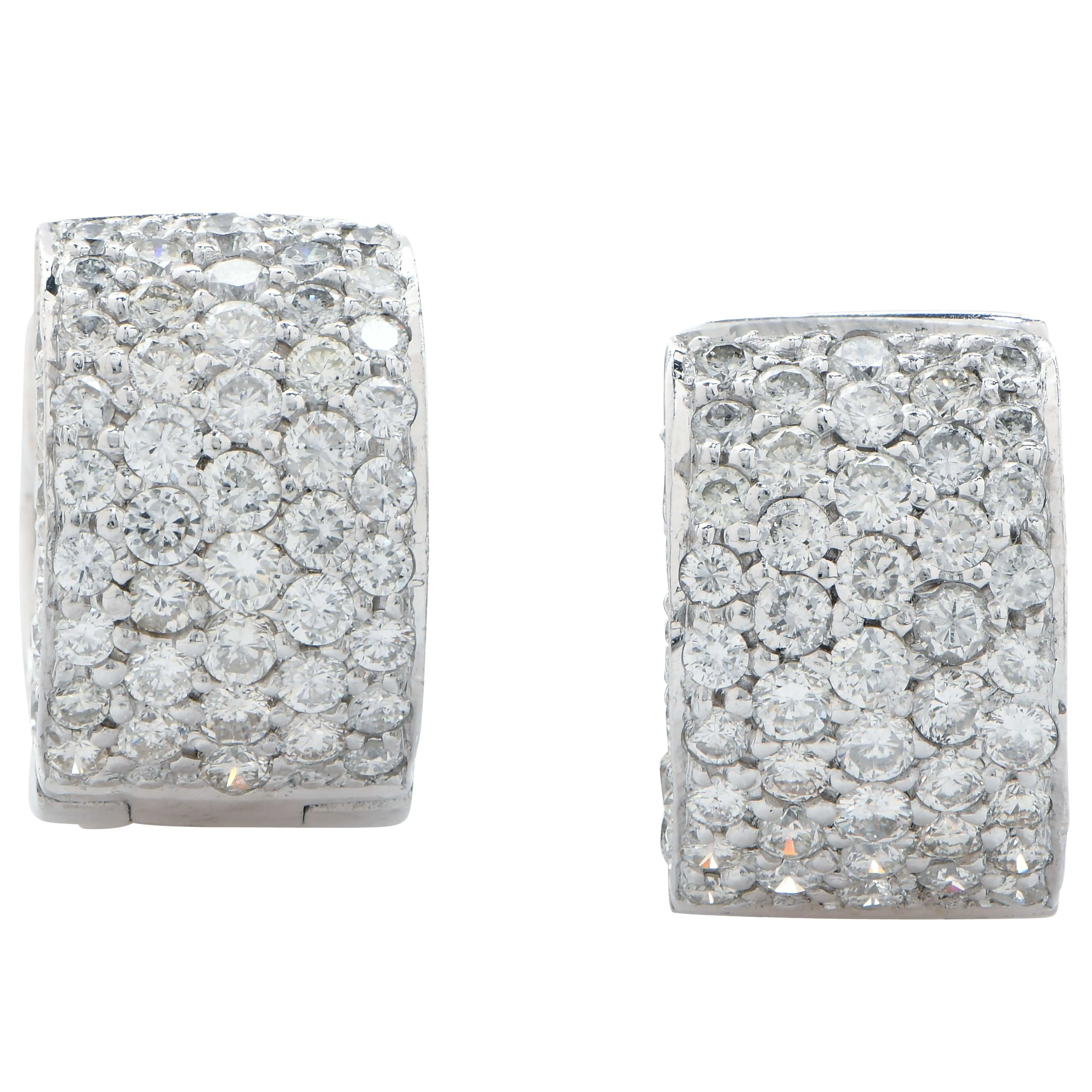 1.75 Carat Diamond Huggie Earrings in 18Karat White Gold