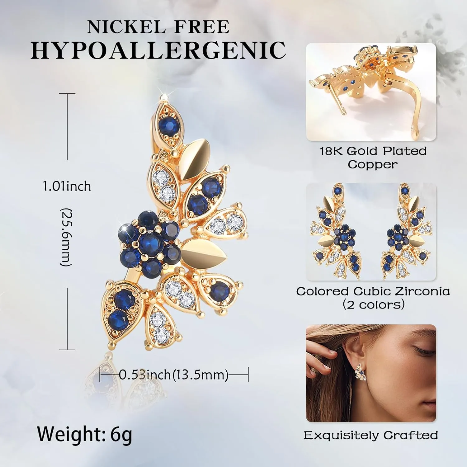 18K Gold Earrings for Women Trendy, Butterfly Earrings for Women Gold Hoop Earrings, Gold Butterfly Earrings Hypoallergenic Stud