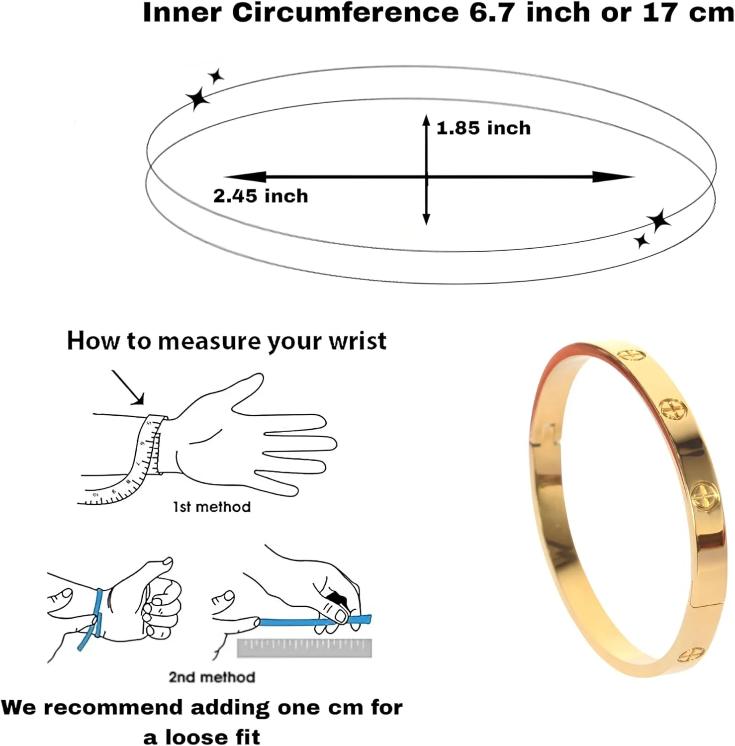 18k Gold Plated Bracelet for Women, Non Tarnish Stainless Steel Jewelry with Crystal Cubic Zirconia Stones. Trendy Love Friendship Designer Bracelet Jewelry Gift.