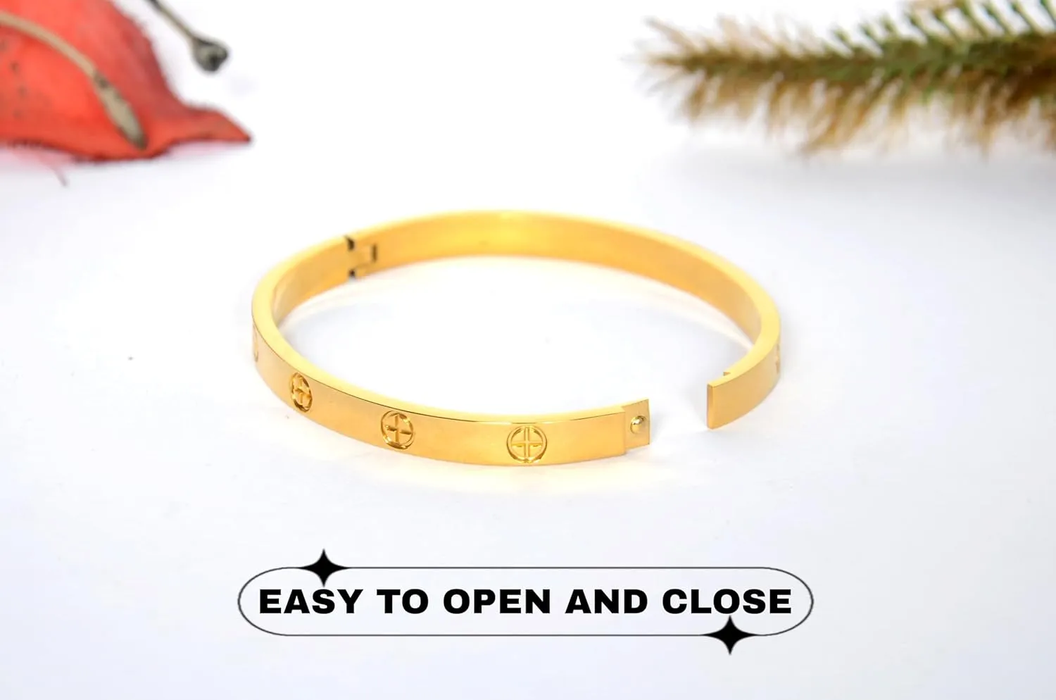 18k Gold Plated Bracelet for Women, Non Tarnish Stainless Steel Jewelry with Crystal Cubic Zirconia Stones. Trendy Love Friendship Designer Bracelet Jewelry Gift.