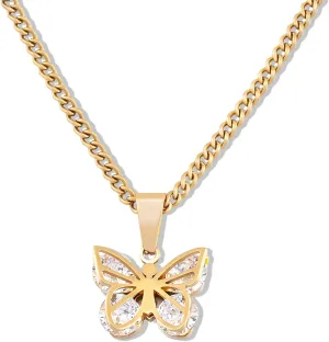 18K Gold Plated Butterfly Necklace, Dainty Cute Butterfly Pendant Necklace for Women, Minimalist Cubic Zirconia Jewelry, Anniversary Birthday Valentine's Day Christmas Gift