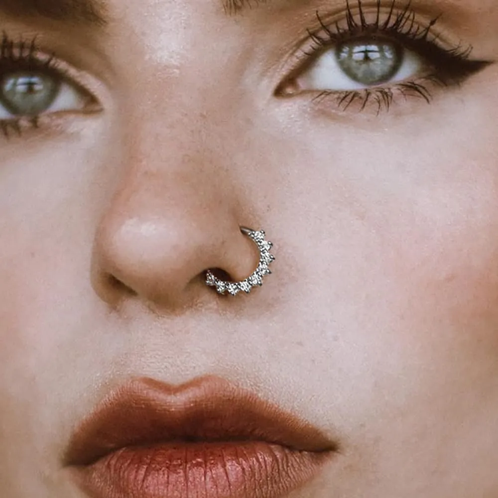 1Pack 16G/8mm Surgical Stainless Steel Segment Nose Rings,Cartilage Clicker Hoop Earrings for Rook,Daith,Tragus, Gold Silver septum rings for men and women