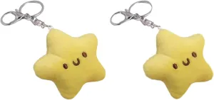 2 Pcs Yellow Plush Star Car Keychain Backpack Accessories Doll Pendant Heart Healing in Addition to Serving as a Keychain Women's Keyrings and Keychains Car Accessories