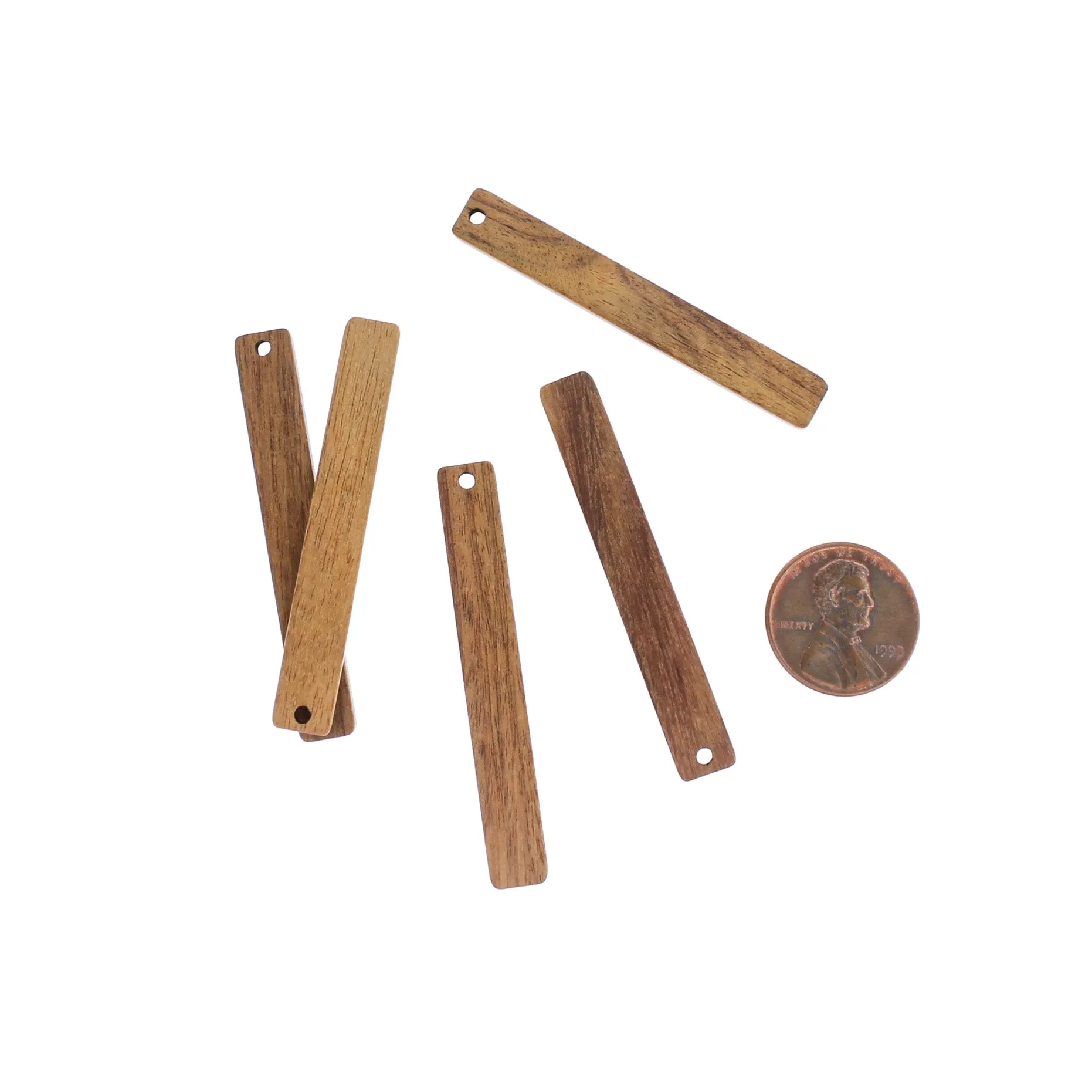 2 Rectangle Drop Natural Wood Charms - WP356