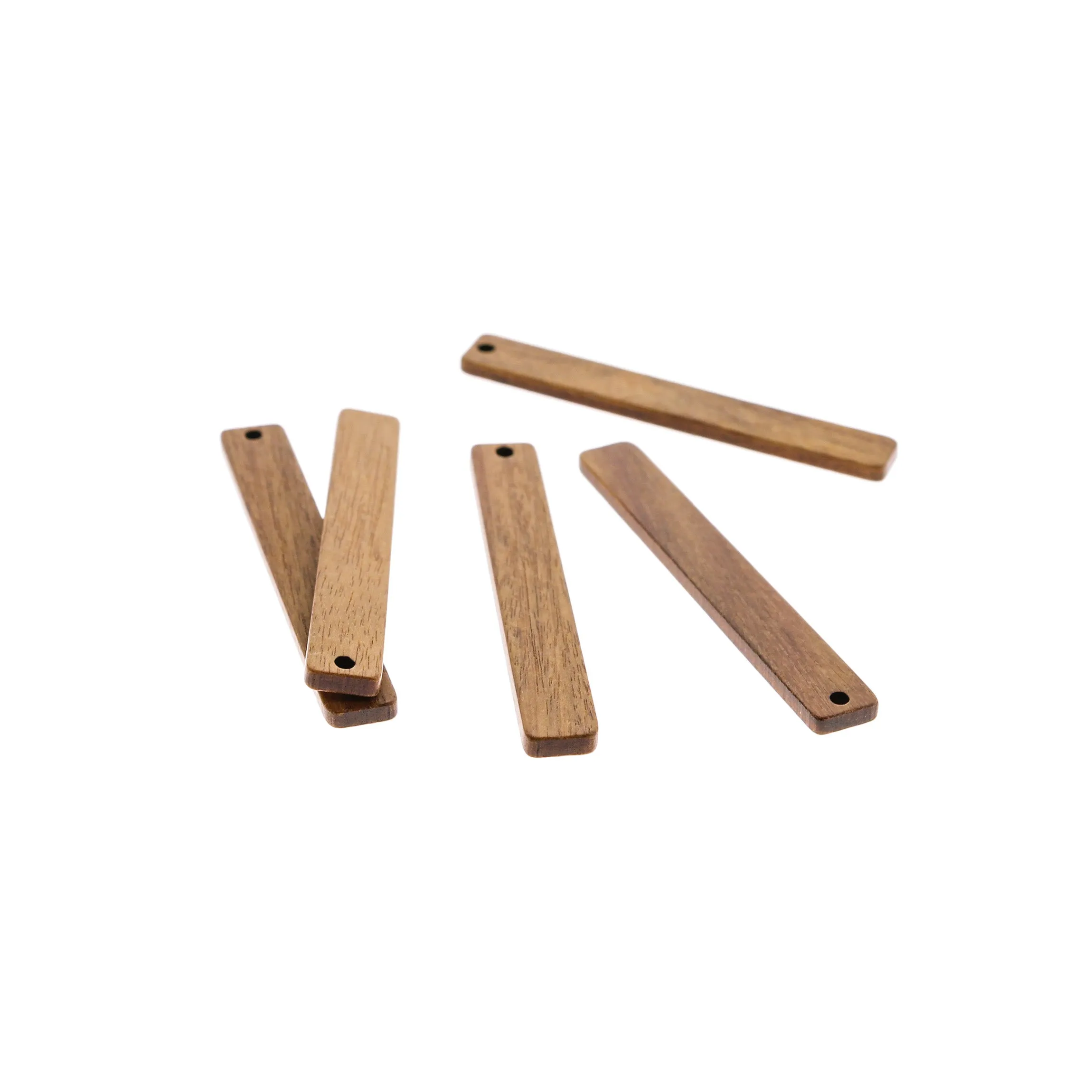 2 Rectangle Drop Natural Wood Charms - WP356