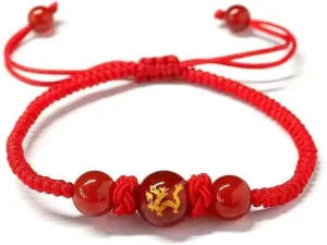 2024 New Year of Dragon Red String Bracelet, Adjustable 12 Zodiac Dragon Tiger Snake Monkey Charm Bracelet Chinese Animal Good Luck Bracelet Feng Shui Red Rope Bracelet Jewelry Gifts for Women Men