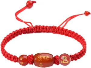 2025 New Year of Snake Bracelets, Adjustable Red String Charm Bracelet Chinese Zodiac Animal Good Luck Braided Bracelet Lucky Snake Charm Braided Red Rope Corded Bracelets Jewelry for Women Men