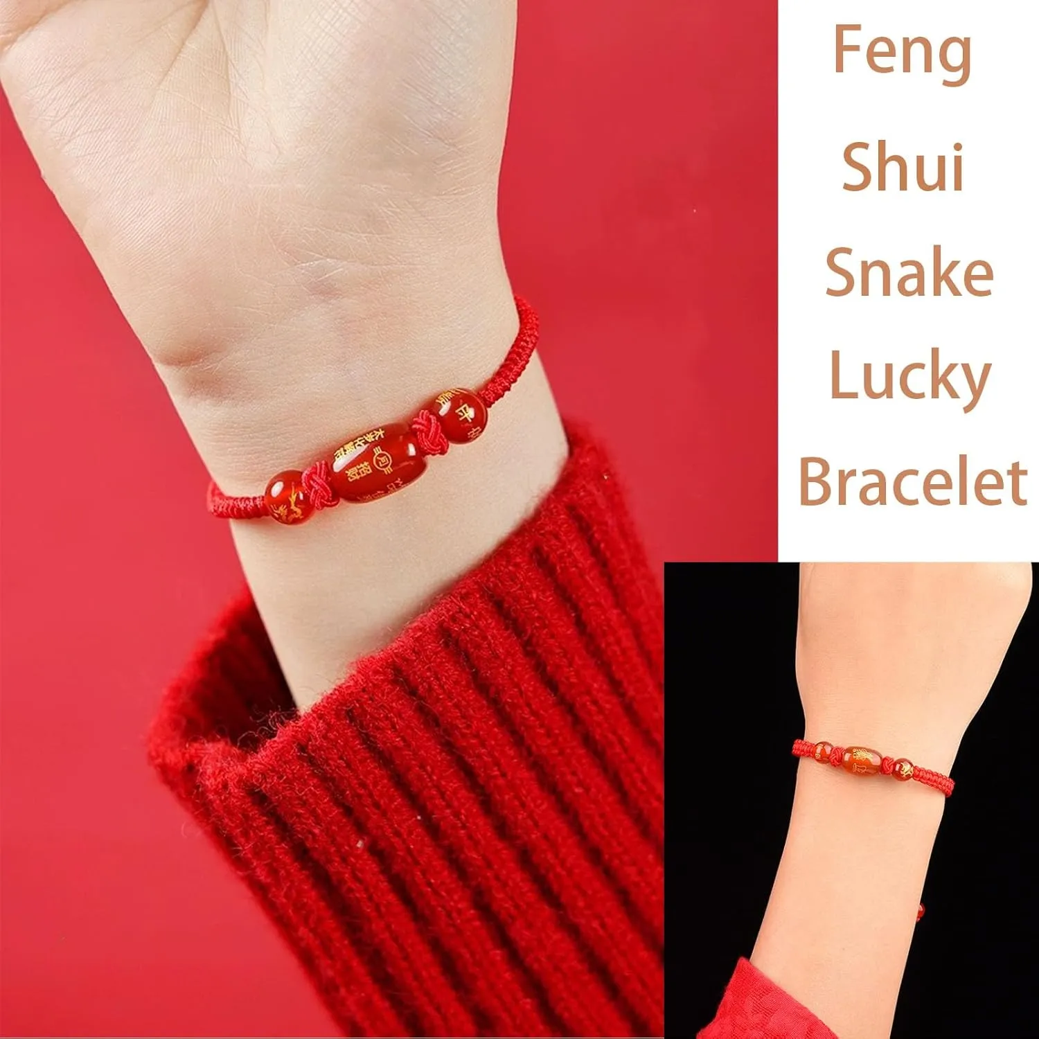 2025 New Year of Snake Bracelets, Adjustable Red String Charm Bracelet Chinese Zodiac Animal Good Luck Braided Bracelet Lucky Snake Charm Braided Red Rope Corded Bracelets Jewelry for Women Men