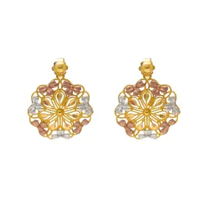 22K Multi-Tone Gold Earrings (9.1gm)