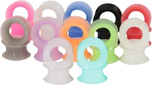 24Pcs Colorful Ear Gauge Stretching Kit Flexible Silicone Gauges for Ears Tunnels Plugs Double Flared Ear Gauges Plugs 10mm 00G Ear Gauges Expander Stretchers Ear Piercing Jewelry for Women Men
