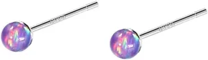 2mm Opal Stud Earrings Sterling Silver 925 Colorful Stone Tiny Ball Cartilage Earrings Tragus Studs Piercing Barbell Mini Small Earrings Dainty Jewelry for Women Girls Sensitive Ears
