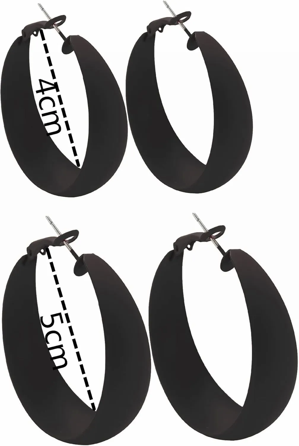 2Pairs Candy Color 4MM and 5MM Women 80s 90s Hoop Earrings Big Chunky Large Retro Neon Earrings for Lady Costume Party Disco Jewelry
