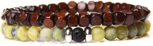 2pcs/set Men Bracelet Wood Beads Cross Pendant 7 Healing Balance Lava Bracelet for Women Prayer Buddha Jewelry Gifts (Metal Color: 6mm howlite - Length: 19CM)