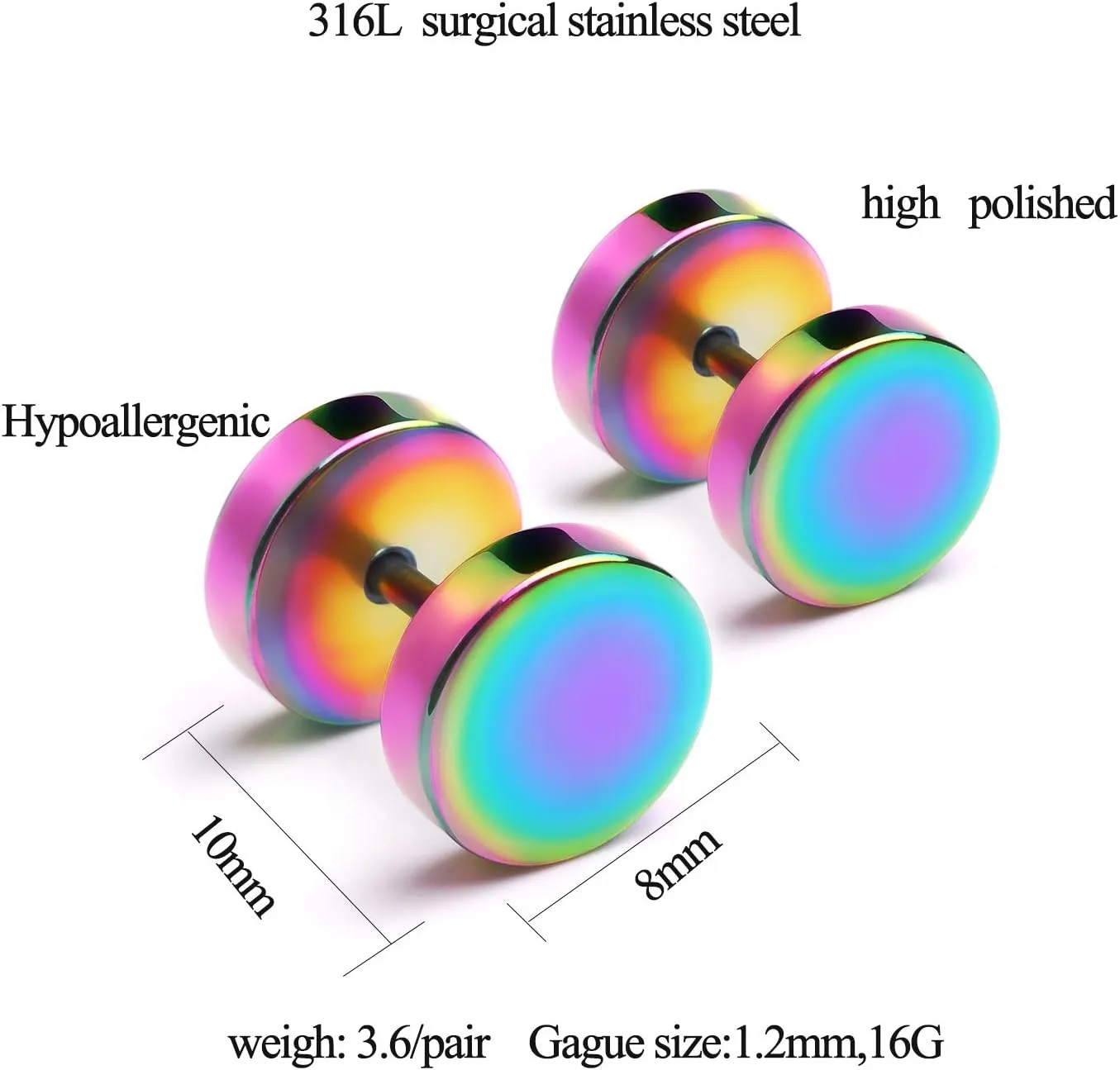 4-6 Pairs Dot Stud Earrings & Small Hoop Huggie Earrings for Men Women, Punk Style 316L Surgical Steel Earrings Gift for Her or Him