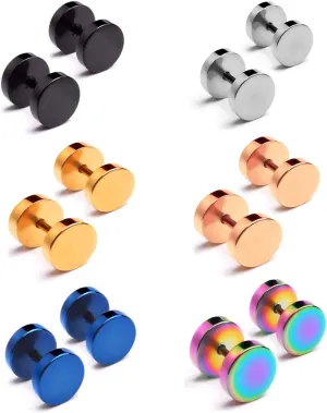 4-6 Pairs Dot Stud Earrings & Small Hoop Huggie Earrings for Men Women, Punk Style 316L Surgical Steel Earrings Gift for Her or Him